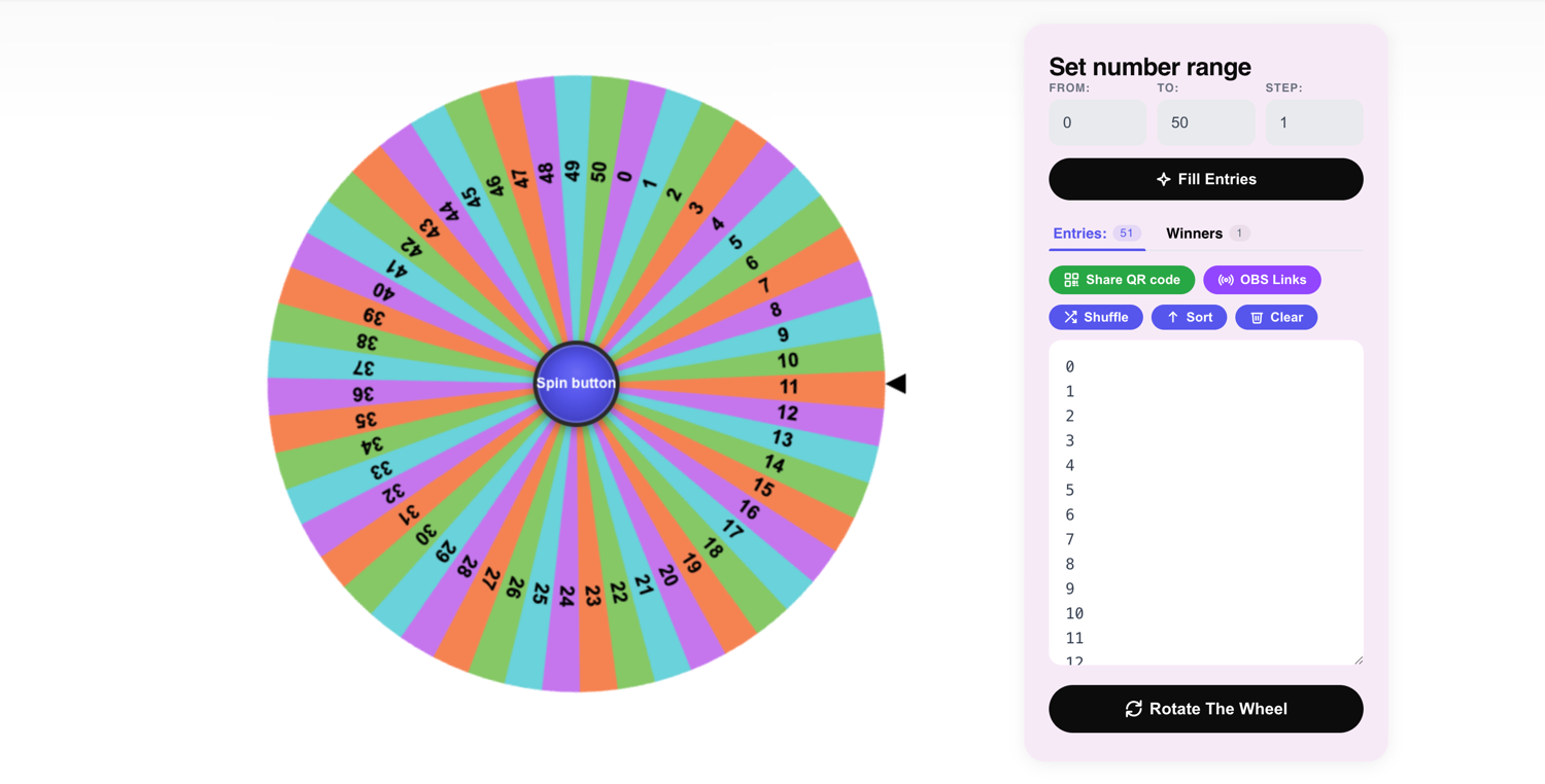 roulette wheel random number generator